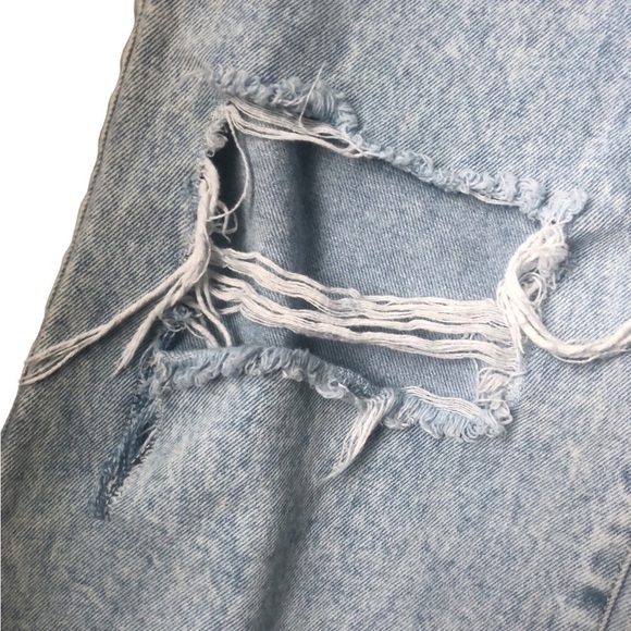 WeWoreWhat Icon Jean Sz 31 Light Wash Distressed Raw Hem Wide Leg Mid Waist - Picture 4 of 7